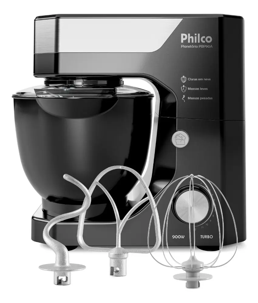 Batedeira planetária Philco PBP90A preta 900W 5 litros