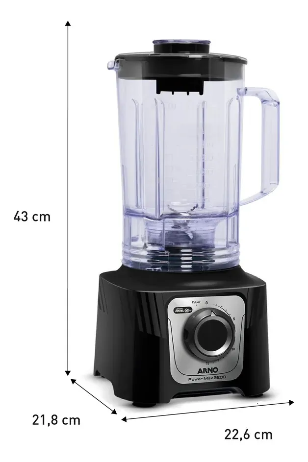 Liquidificador Arno Power Max 2200 preto 3,1 litros alta potência