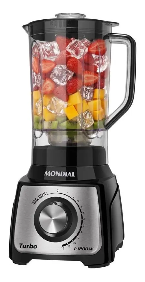 Liquidificador Mondial L-1200 Bi Turbo preto e inox 1200W