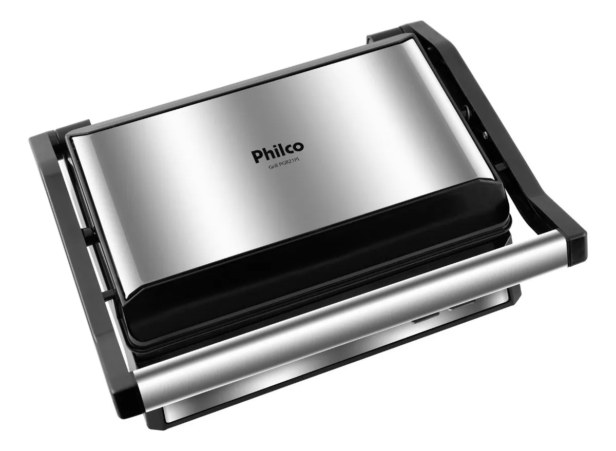 Sanduicheira grill Philco PGR21PI Maxx Clean cinza abre 180 graus
